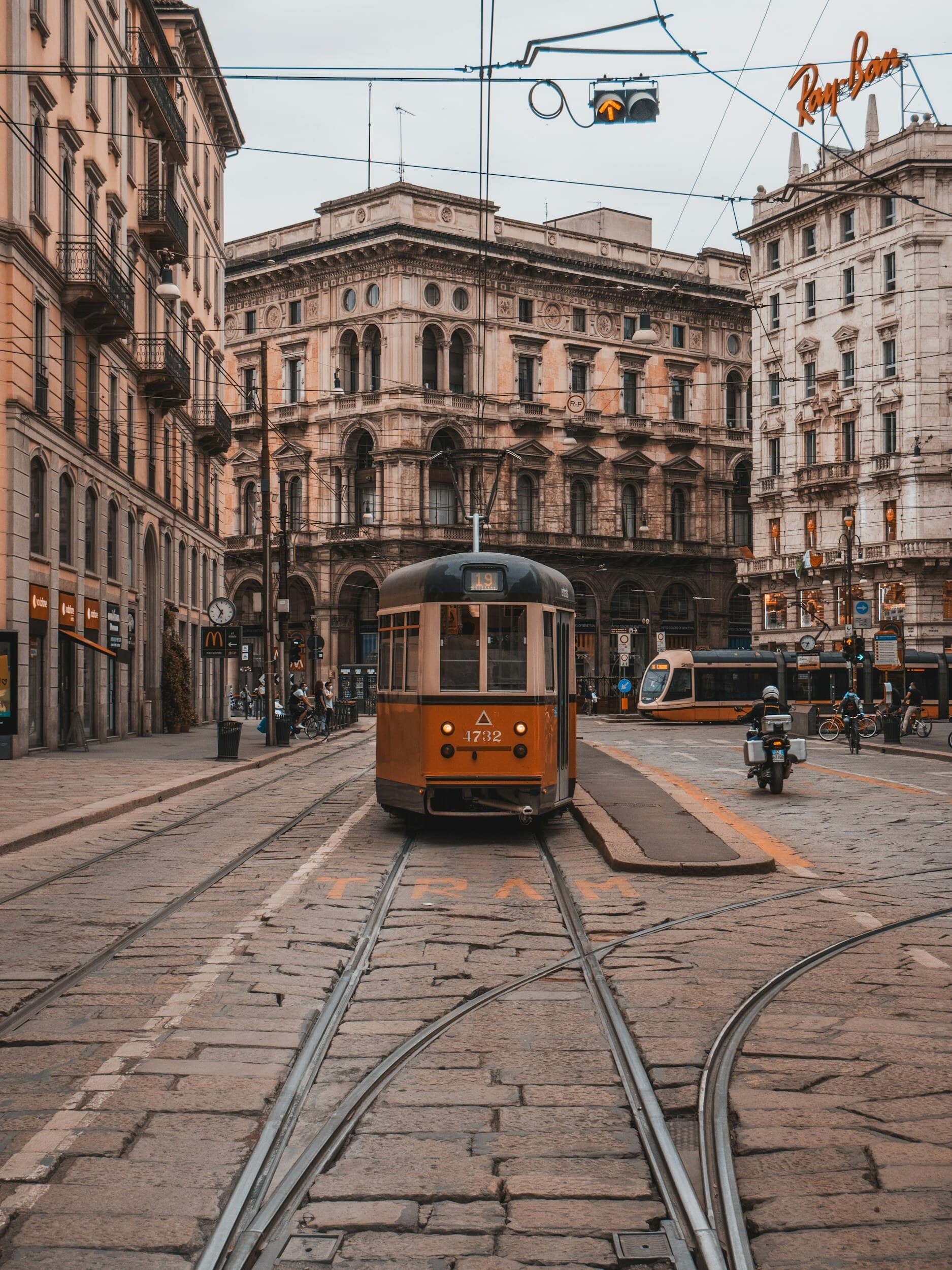 A tram on a Milan street