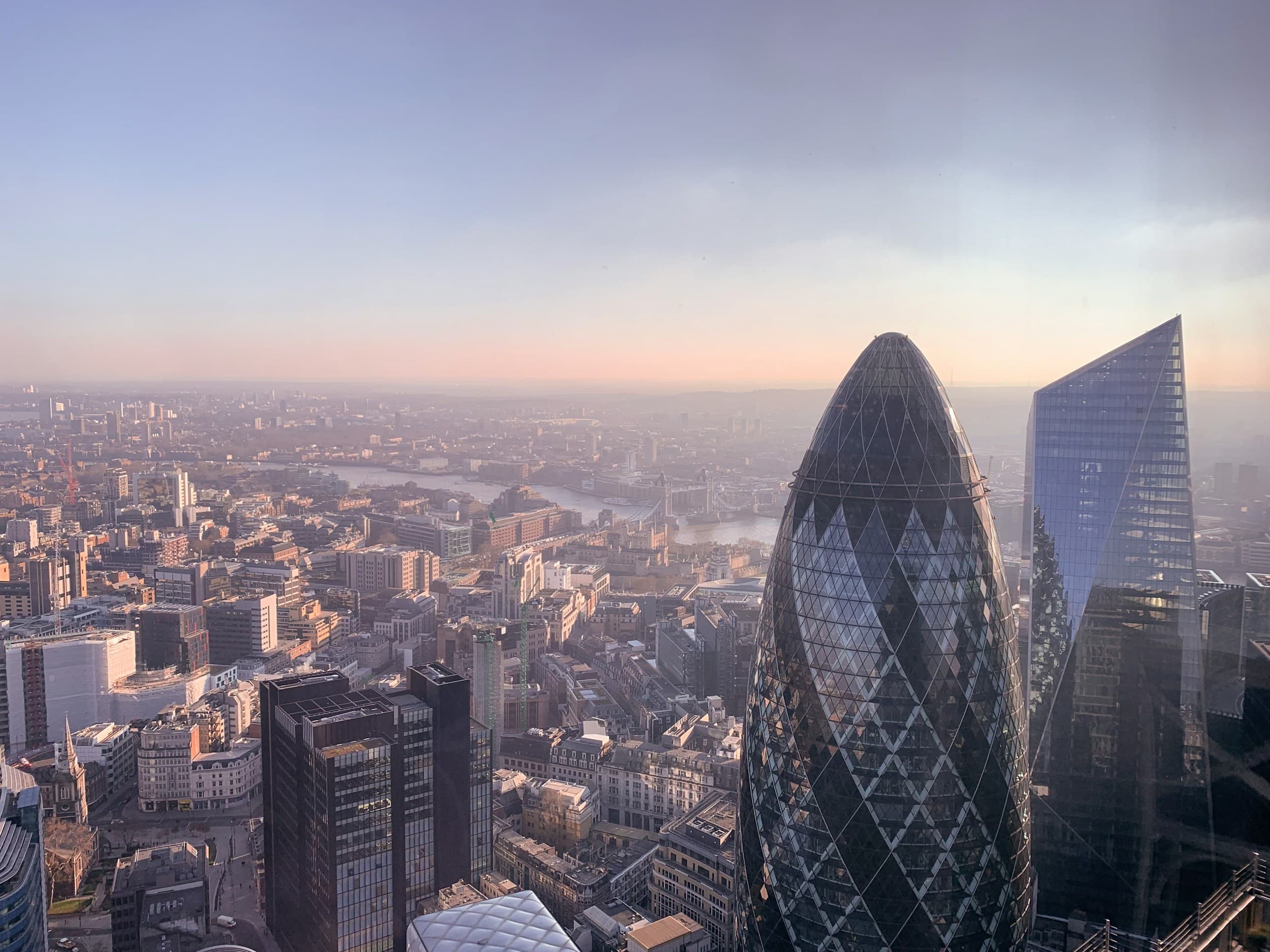 The City of London skyline at dusk